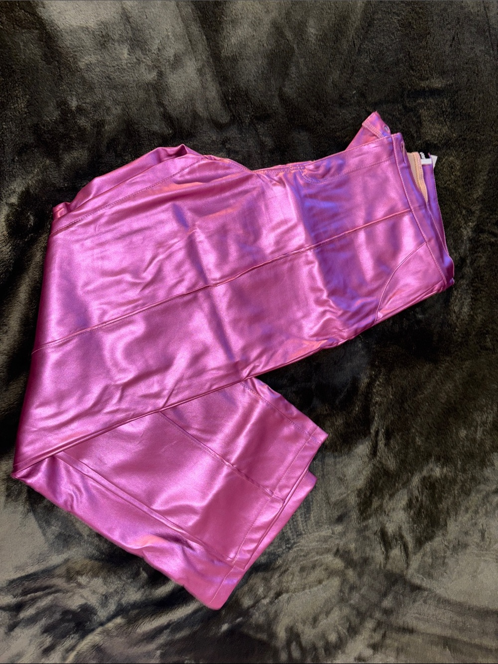 Fashion Nova Metallic Magenta Straight Leg Pants